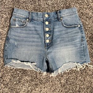 LOFT Blue Jean Shorts High-Waisted Distressed